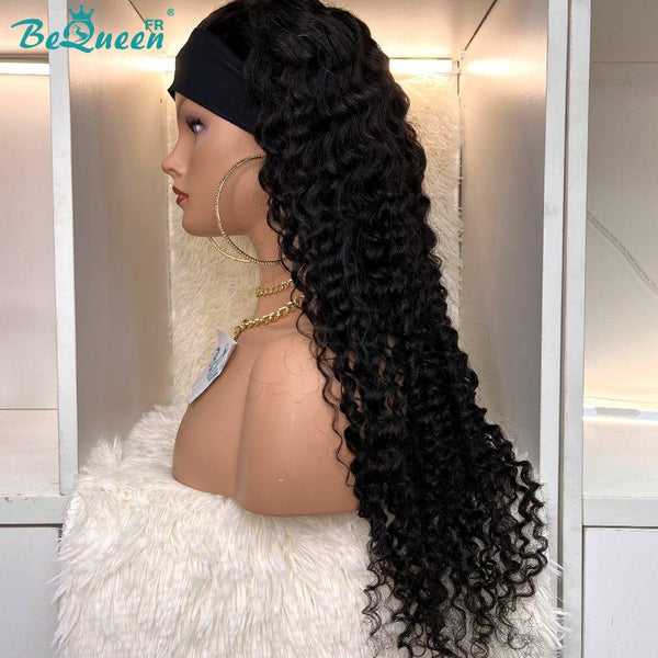 BeQueen Lange, tiefe Locken-Stirnband-Perücke