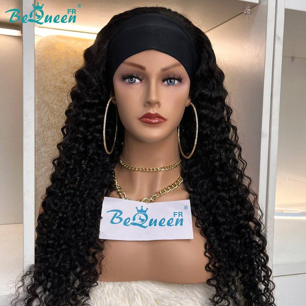 BeQueen Lange, tiefe Locken-Stirnband-Perücke