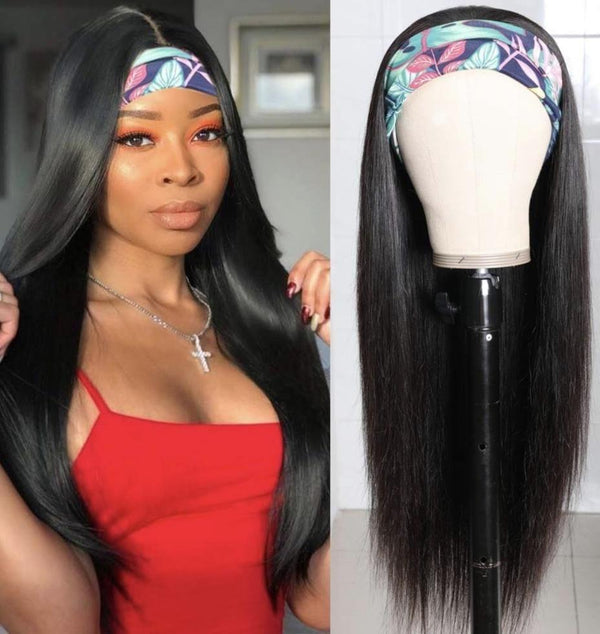 BeQueen Long Straight Headband Wig