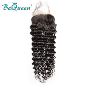 【Bequeen 】10A 100% Virgin Hair Deep Wave Lace Closure 4x4/ 5x5, Silk Based Closure - Bequeen Office Store