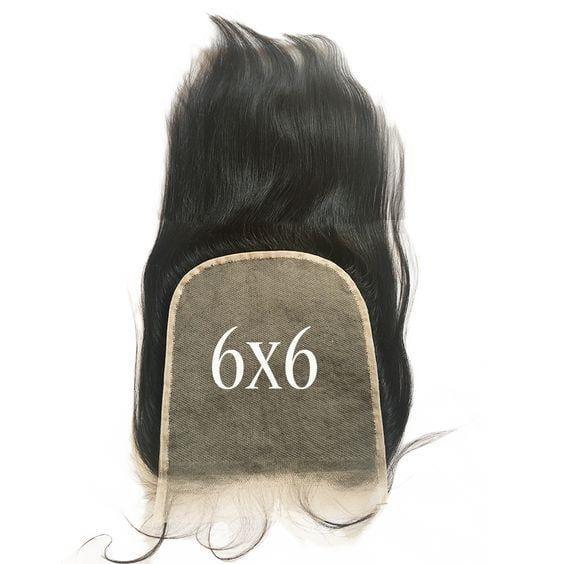 BeQueen Cierre de encaje 6x6 pre-pelado 100% cabello humano Raya natural