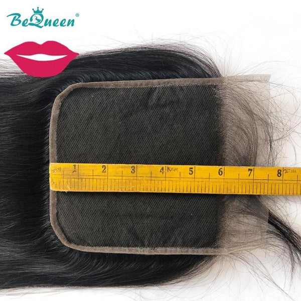 BeQueen Cierre de encaje 6x6 pre-pelado 100% cabello humano Raya natural