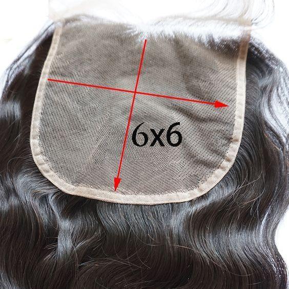 BeQueen Cierre de encaje 6x6 pre-pelado 100% cabello humano Raya natural