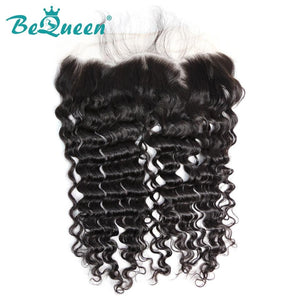 【Bequeen】Virgin Hair Deep Wave Pre-plucked Lace Frontal with Baby Hair Bleached Knots 100% human hair with free shipping - Bequeen Office Store
