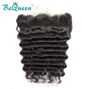【Bequeen】Virgin Hair Natural Wave Lace Frontal with Baby Hair Bleached Knots 100% human hair with free shipping - Bequeen Office Store