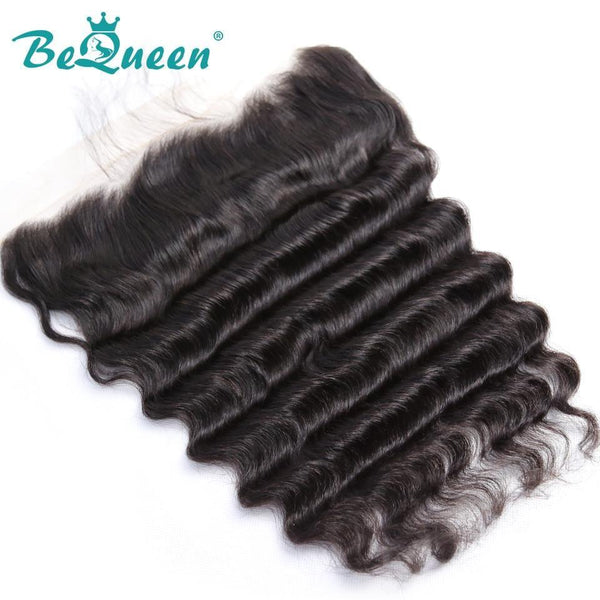 【Bequeen】Virgin Hair Natural Wave Lace Frontal with Baby Hair Bleached Knots 100% human hair with free shipping - Bequeen Office Store