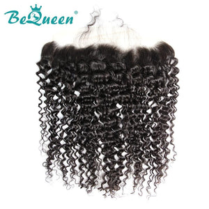 【Bequeen】Virgin Hair Curly Pre-plucked Lace Frontal with Baby Hair Bleached Knots 100% human hair with free shipping - Bequeen Office Store