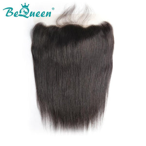 【Bequeen】Virgin Hair Straight Pre-plucked Lace Frontal with Baby Hair Bleached Knots 100% human hair with free shipping - Bequeen Office Store