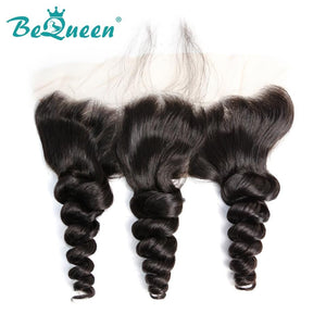 【Bequeen】Virgin Hair Loose Wave Lace Frontal with Baby Hair Bleached Knots 100% human hair with free shipping - Bequeen Office Store