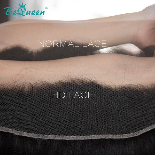 BeQueen Dentelle HD Indetectable Frontal de Encaje 13x4 Pre-Rasurado Cabello Rizado, Onda Corporal