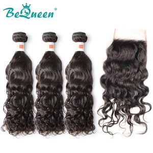 【Bequeen】10A Malaysian 100% Virgin Hair Water Wave bundles with Closure/Frontal Deal - Bequeen Office Store