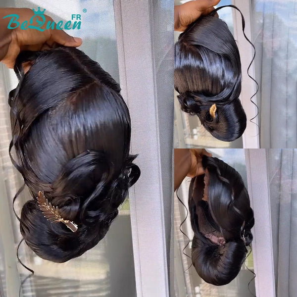BeQueen “Doni” Black Wedding Wig Chignon with 13x4 Lace Frontal