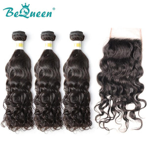 【Bequeen】10A Peruvian 100% Virgin Hair Water Wave bundles with Closure/Frontal Deal - Bequeen Office Store