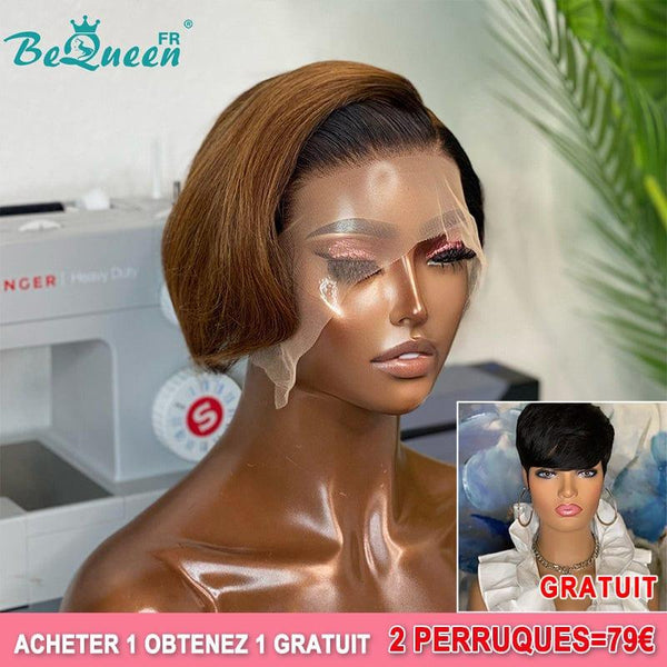 BeQueen 79€=2 pelucas Peluca "Amber" Negro mezcla Marrón