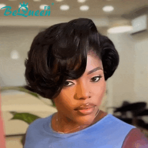 BeQueen “Asseta” Pixie Layered Lace Front Wig 13x4 Black 300% Density