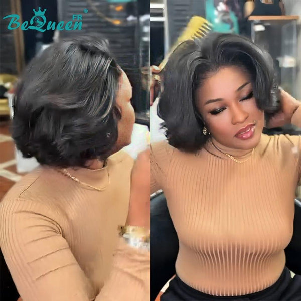 BeQueen Perücke "Cabine" Bob mit Frontalband aus Spitze 13x4 Schwarz 300% Dichte