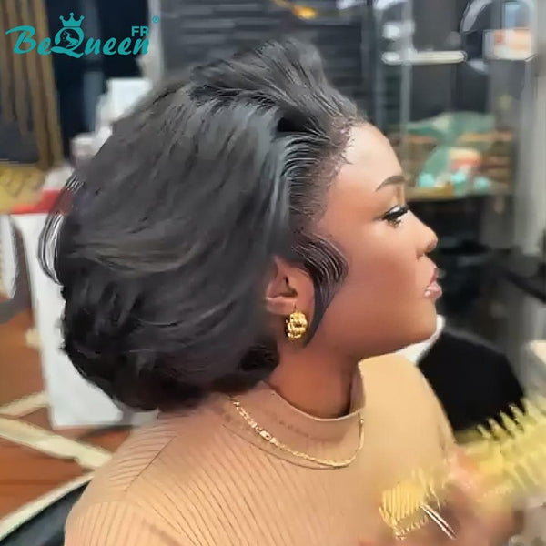 BeQueen Perücke "Cabine" Bob mit Frontalband aus Spitze 13x4 Schwarz 300% Dichte