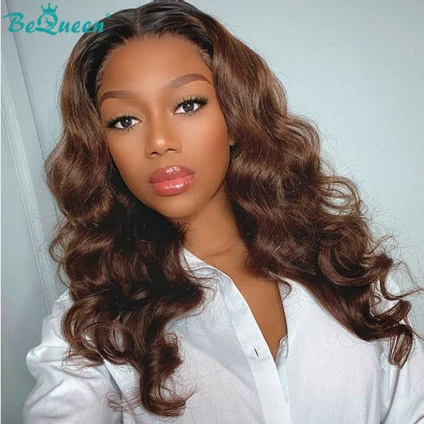 BeQueen Peruca Longa T Parte Corpo Onda Preto e Castanho
