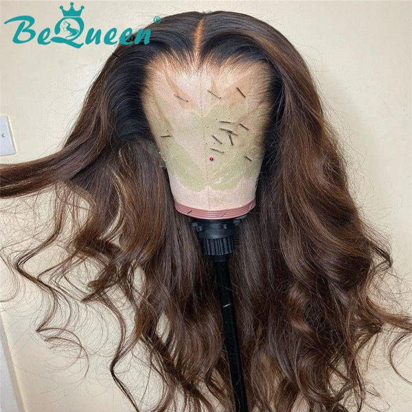 BeQueen Peruca Longa T Parte Corpo Onda Preto e Castanho