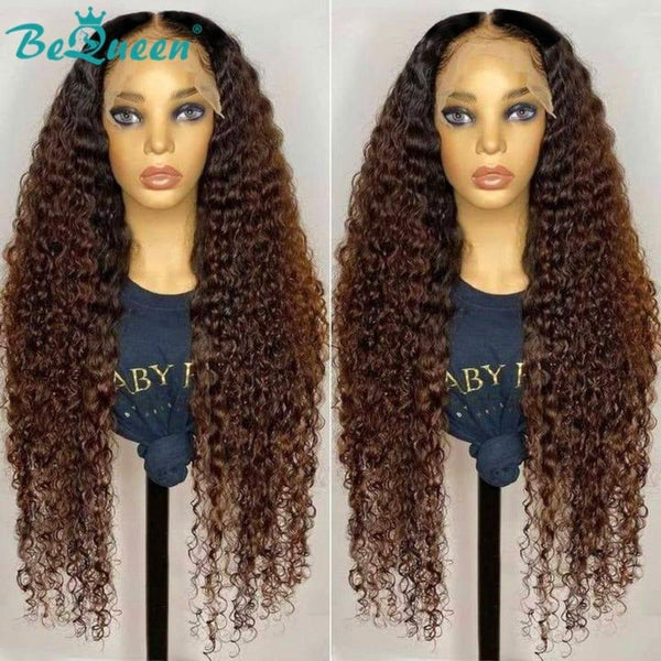 BeQueen Long T Part Deep Wave Wig Black and Brown Root