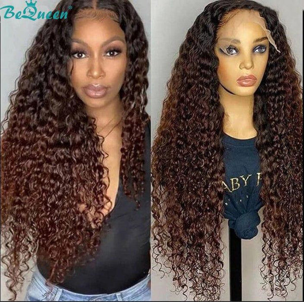 BeQueen Long T Part Deep Wave Wig Black and Brown Root