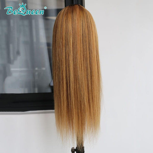 BeQueen Long T Part Straight Golden Honey Brown Wig
