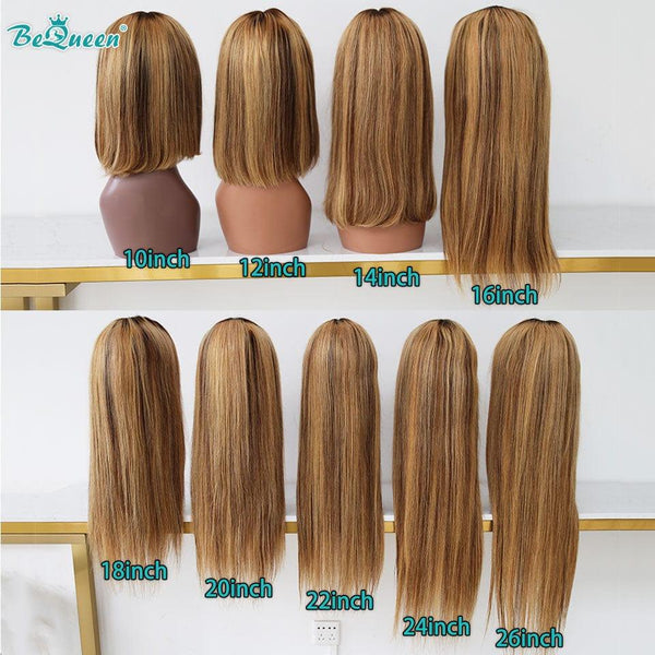 BeQueen Long T Part Straight Golden Honey Brown Wig