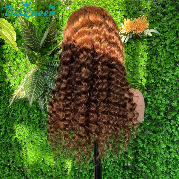BeQueen Peruca Longa T Parte Onda Natural Castanho mistura Bronze