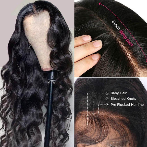 BeQueen "Dania" Peruca Longa Onda Corporal com T Parte de Renda