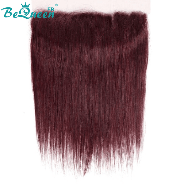 BeQueen Transparent Lace Frontal 13x4 Straight Human Hair Red Color #99j