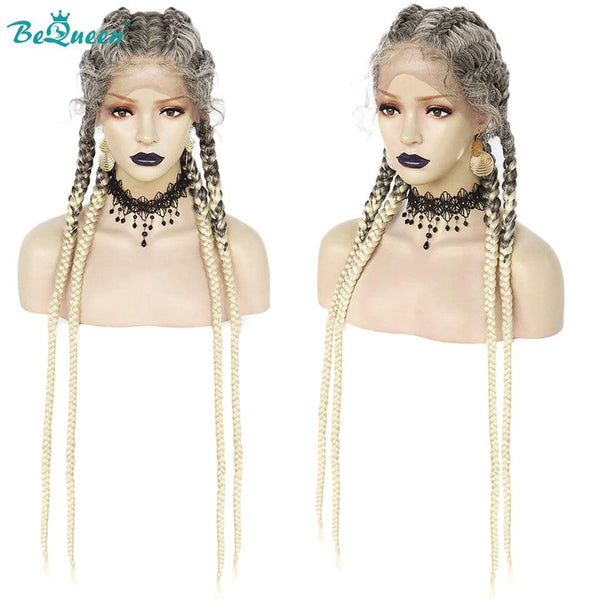 BeQueen Peluca en 4 trenzas 100% fibra sintética Cabello largo 30 pulgadas Cuero cabelludo natural