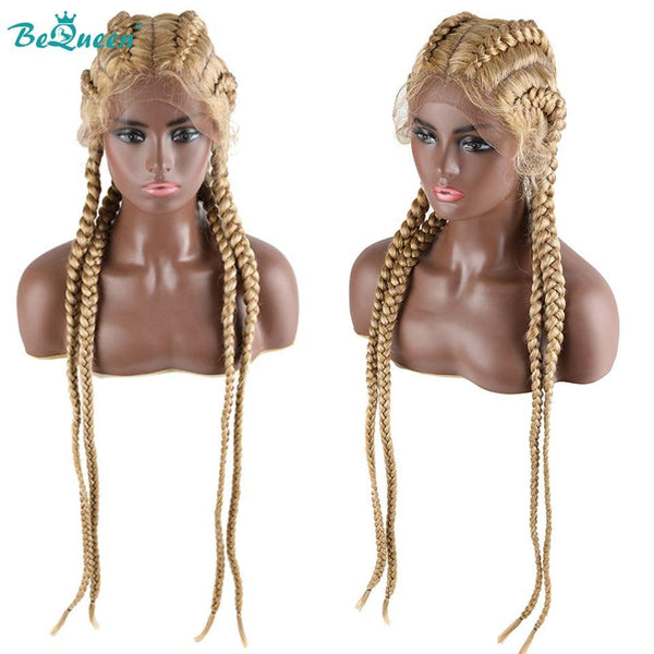 BeQueen Peluca en 4 trenzas 100% fibra sintética Cabello largo 30 pulgadas Cuero cabelludo natural