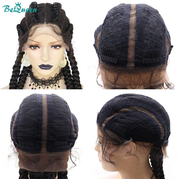 BeQueen Peluca en 4 trenzas 100% fibra sintética Cabello largo 30 pulgadas Cuero cabelludo natural