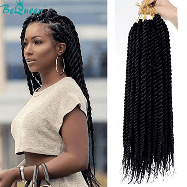 Bequeen 3/6 Packs Passion Twists Black Color 100% Synthetic Fiber Crochet Pattern