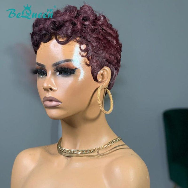 BeQueen 99€=2 perruques “Eileen” Perruque Pixie lisse à la machine Rouge Bordeaux