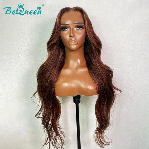 BeQueen "Caitlin" Peruca Personalizada Onda Longa Corpo Pronto a Usar Sem Cola 13X6 Cabelo Cru 200% Densidade