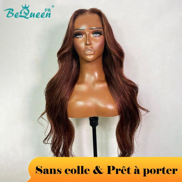 BeQueen "Caitlin" Peruca Personalizada Onda Longa Corpo Pronto a Usar Sem Cola 13X6 Cabelo Cru 200% Densidade