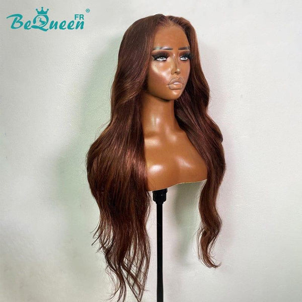 BeQueen "Caitlin" Peruca Personalizada Onda Longa Corpo Pronto a Usar Sem Cola 13X6 Cabelo Cru 200% Densidade