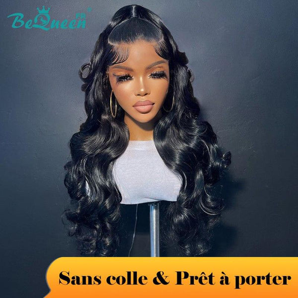 BeQueen „Dania“ lange maßgeschneiderte Perücke, gewellt, tragefertig, klebefrei, 4 x 4