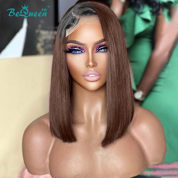BeQueen "Dawn" Perruque en Closure lisse racine noir et marron