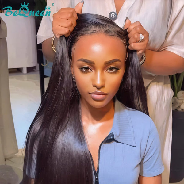 BeQueen "Mina" Peruca Personalizada Longa Lisa Pré-max: Pré-depilada+Pronta a usar Sem Cola+Pré-branqueamento 13X4 Raw Hair 200% Densidade 28 polegadas Metade do preço