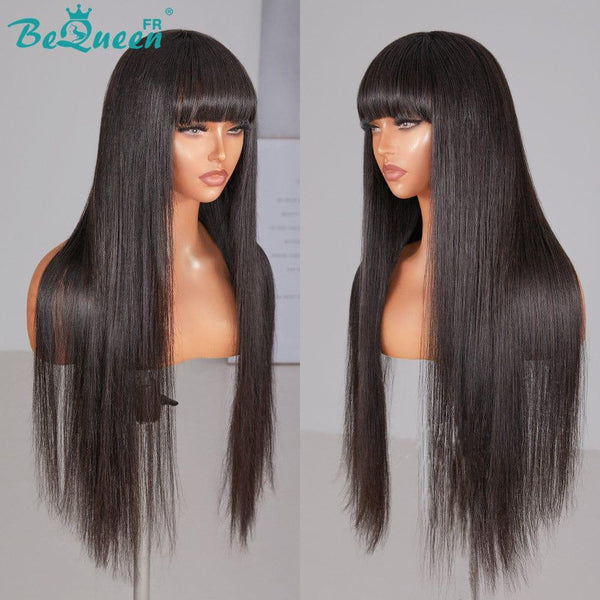 BeQueen Perruque Longue Lisse avec Frange