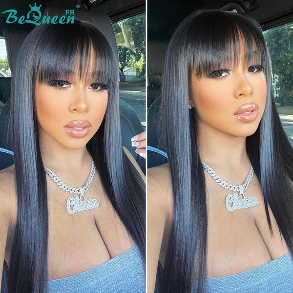 BeQueen Perruque Longue Lisse avec Frange