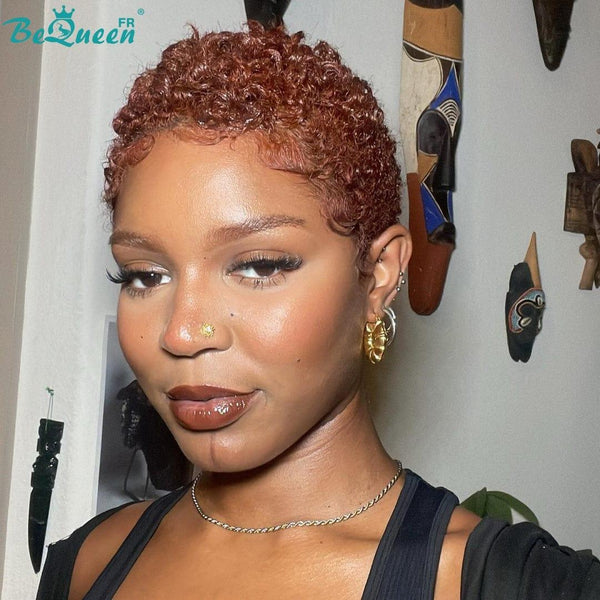 BeQueen "Edwina" Perruque court afro avec Lace Frontale 13x4