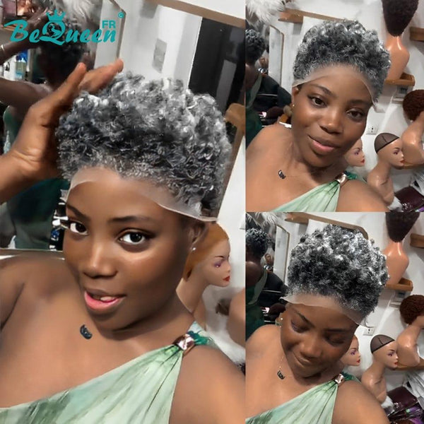 BeQueen "Edwina" Perruque court afro avec Lace Frontale 13x4