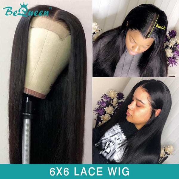 BeQueen Perruque à Dentelle Closure 6x6