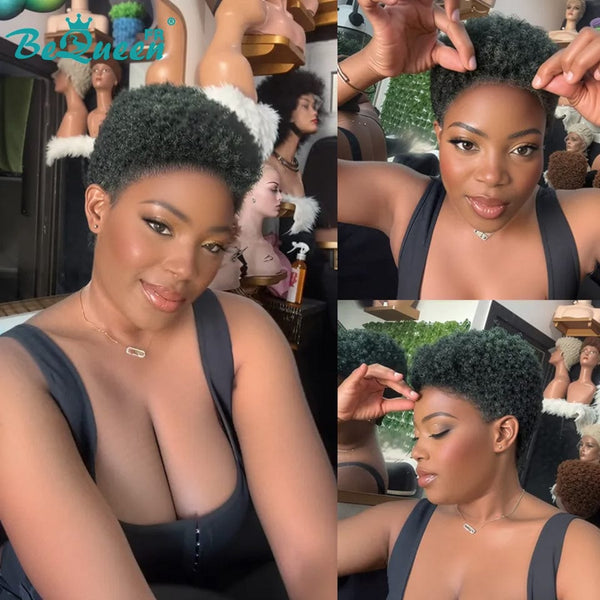 BeQueen "Edwina" Perruque court afro avec Lace Frontale 13x4