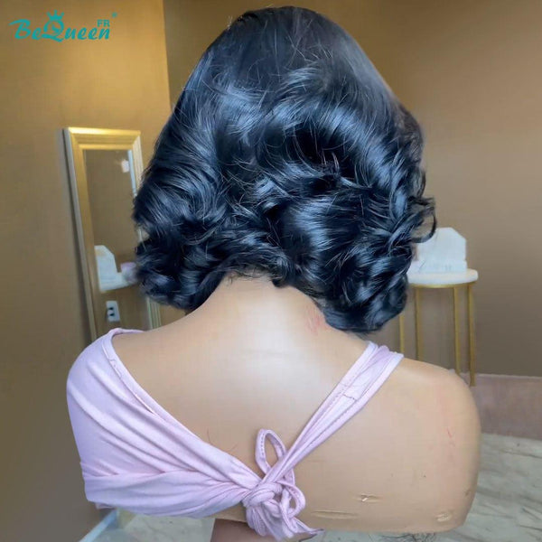 BeQueen “Yvonne” Perruque Bob Body Wave avec Lace Frontale 13X4 Noir