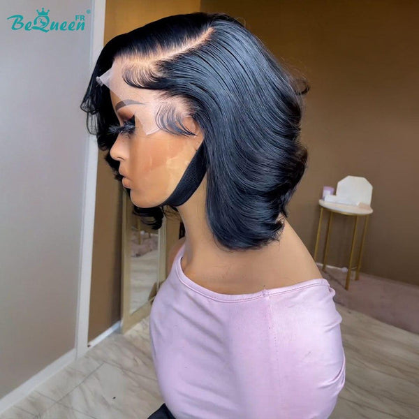 BeQueen “Yvonne” Perruque Bob Body Wave avec Lace Frontale 13X4 Noir