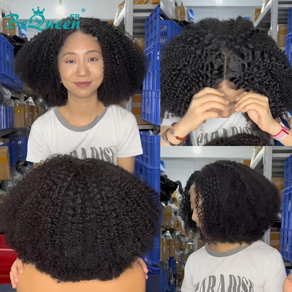 BeQueen “Addi” Perruque Bob Afro Curly Wave 300% Densité avec Lace Closure  4X4 ou Sans lace